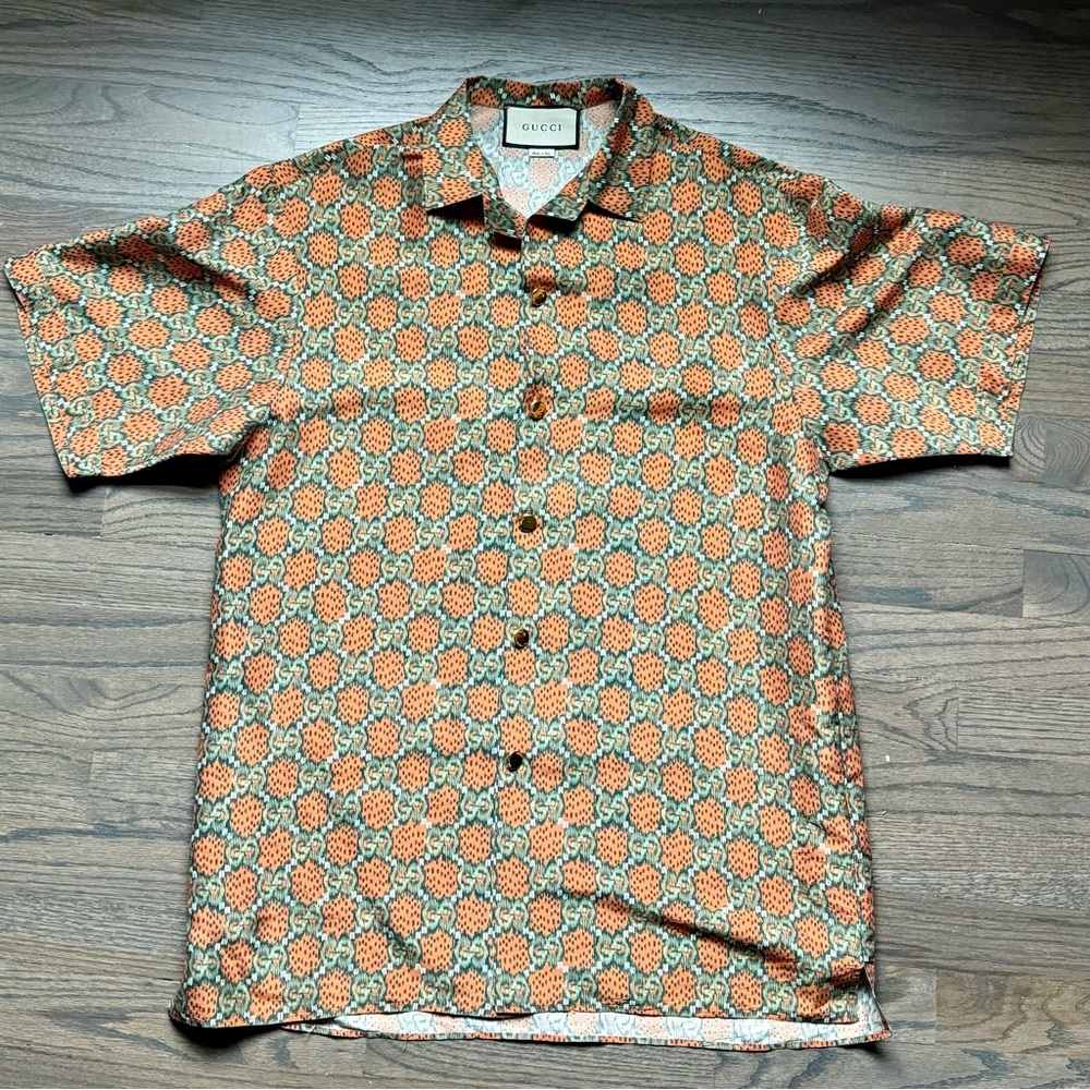 Gucci Silk Bowling Shirt/Camp Collar S/S Button Up - 44